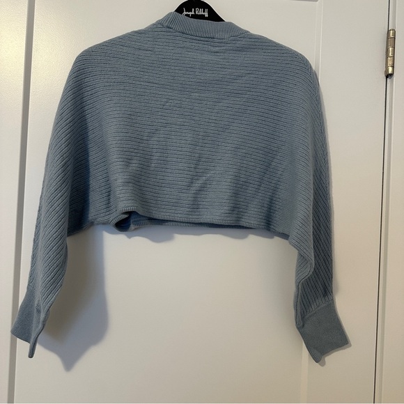 Wilfred Free Aritzia Blue Ribbed Cropped Sweater Wool Blend Size XXS Women’s - Picture 5 of 9